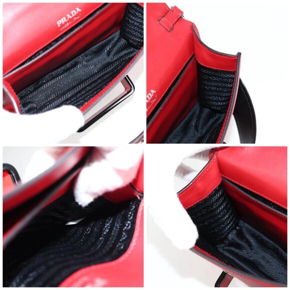 PRADA Chain Shoulder Bag Leather Red Silver Auth - Picture 15 of 16
